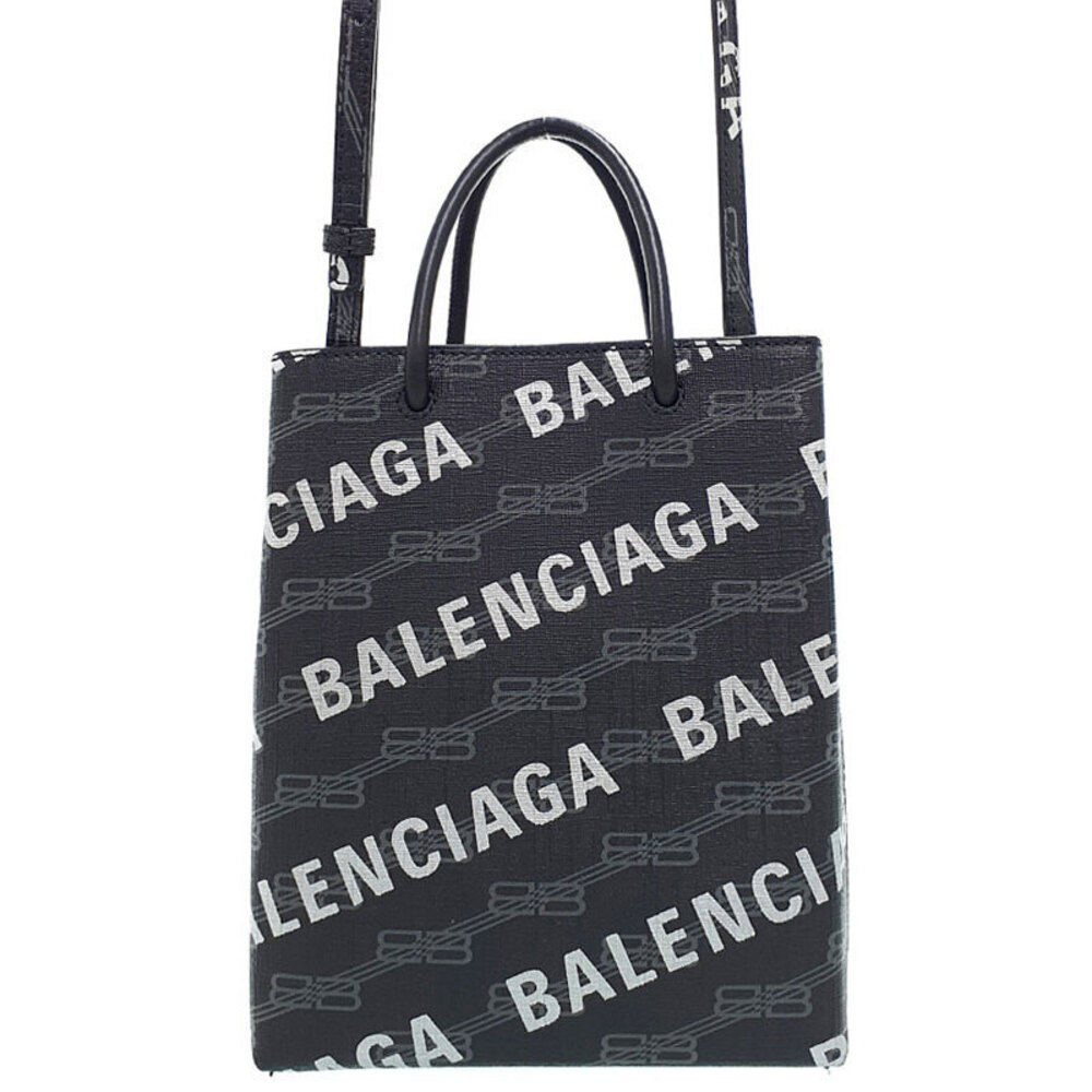 Balenciaga Shopping bag black leather all over gray monogram